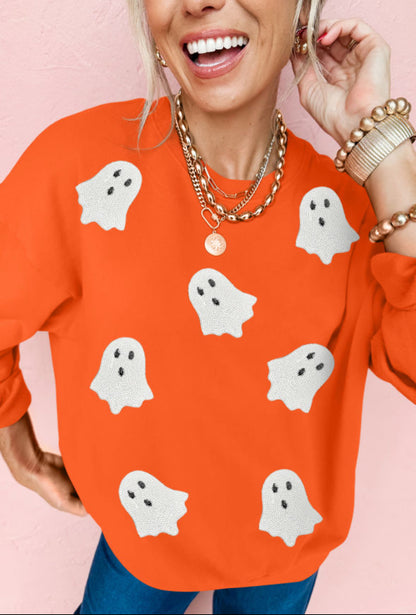 Spooky + Sparkly - sequin ghost pullover