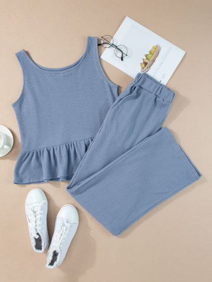 Ruffled + Ribbed - blue set