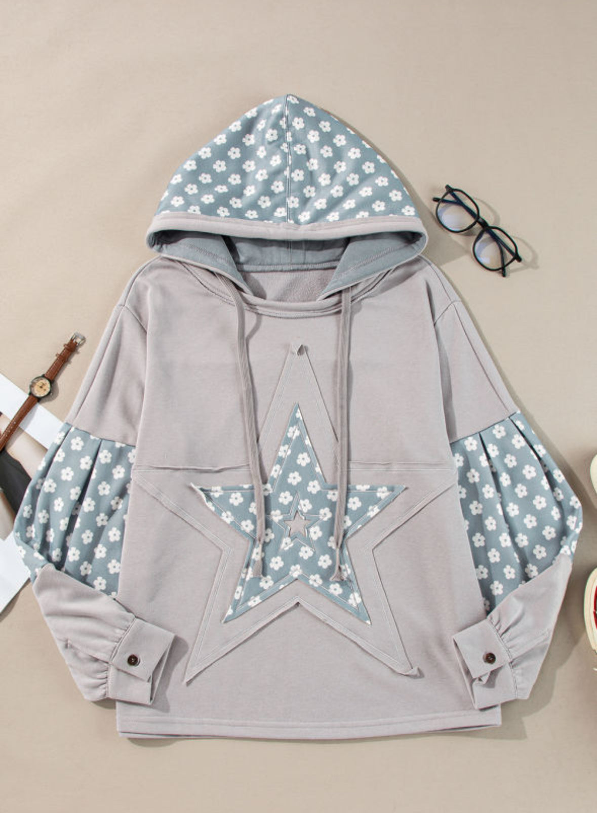 Blue Star Patches - patchwork pullover