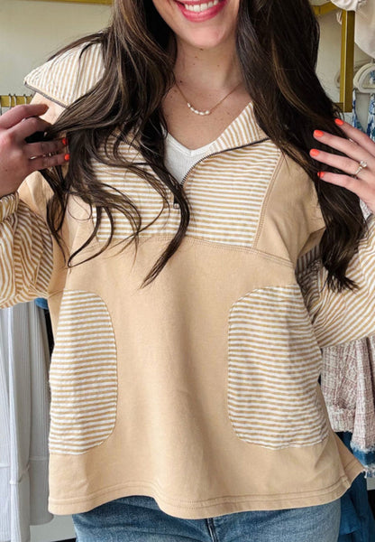 Striped Smoke Show - Quarter Zip Pullover