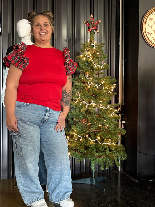 Sparkle Season Pearl Puff Sleeve Top