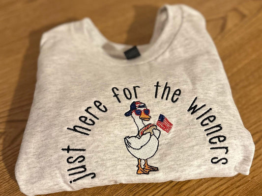 Here for the wieners - embroidered goose tee
