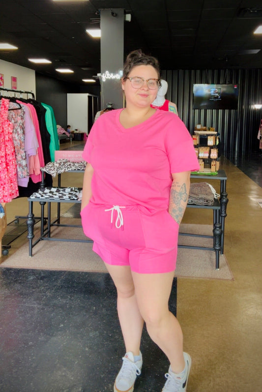 Think Pink - pink top + shorts sets