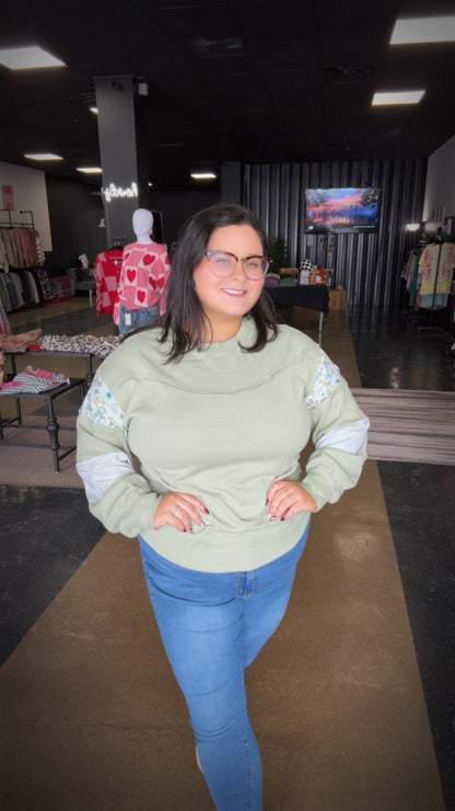 Spring Meadows - floral patchwork pullover
