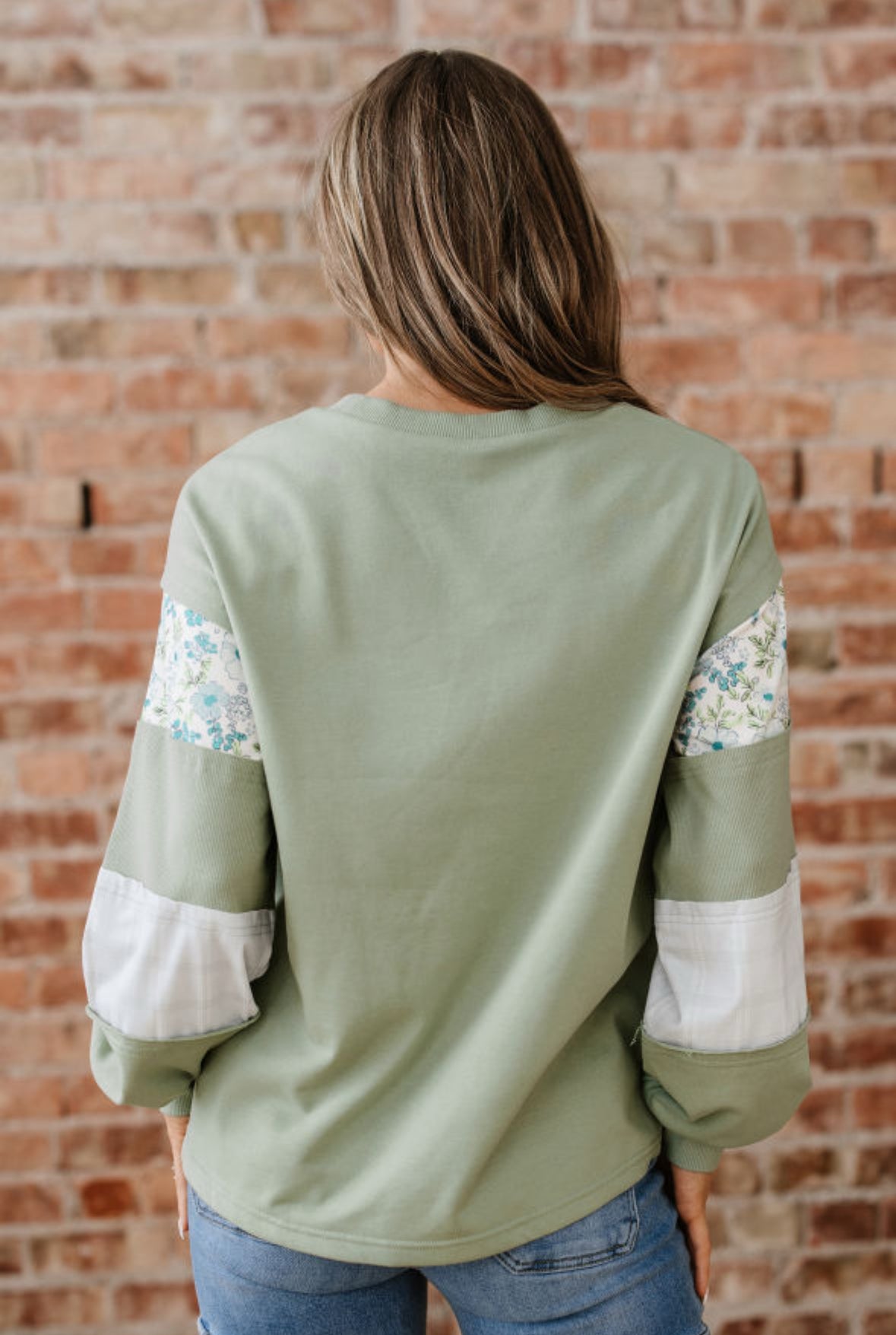 Spring Meadows - floral patchwork pullover
