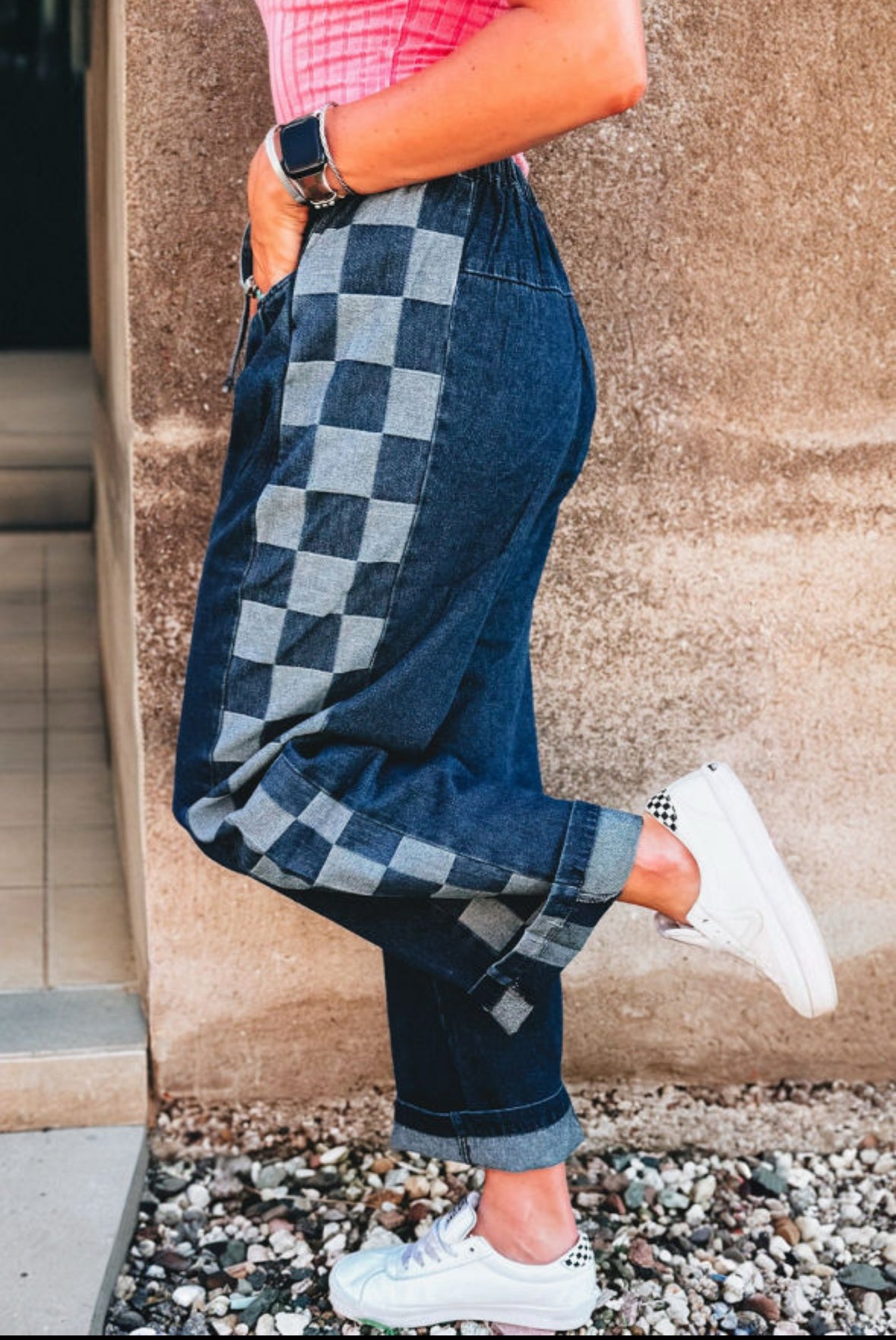 A Pop Of Chaos - blue checkered denim