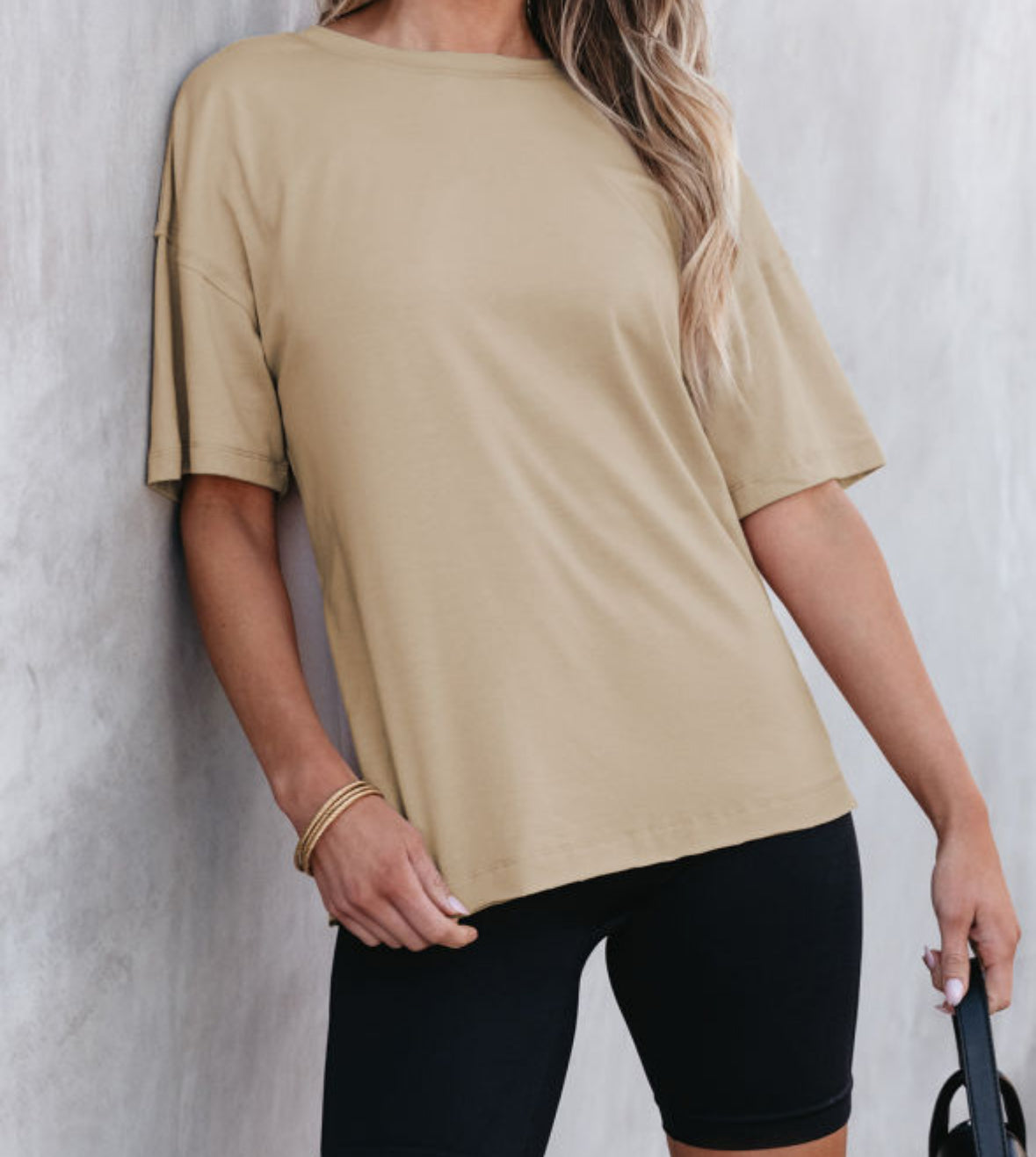 Not So Basic - tan boyfriend tee