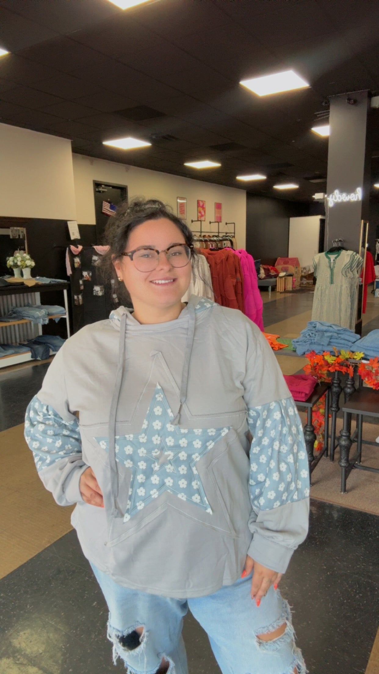 Blue Star Patches - patchwork pullover