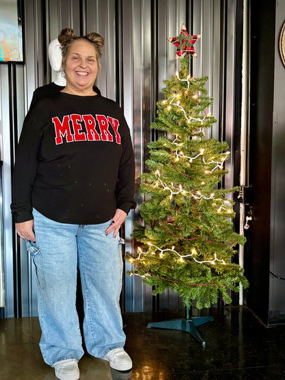 Very Merry Embroidered Pullover (black)
