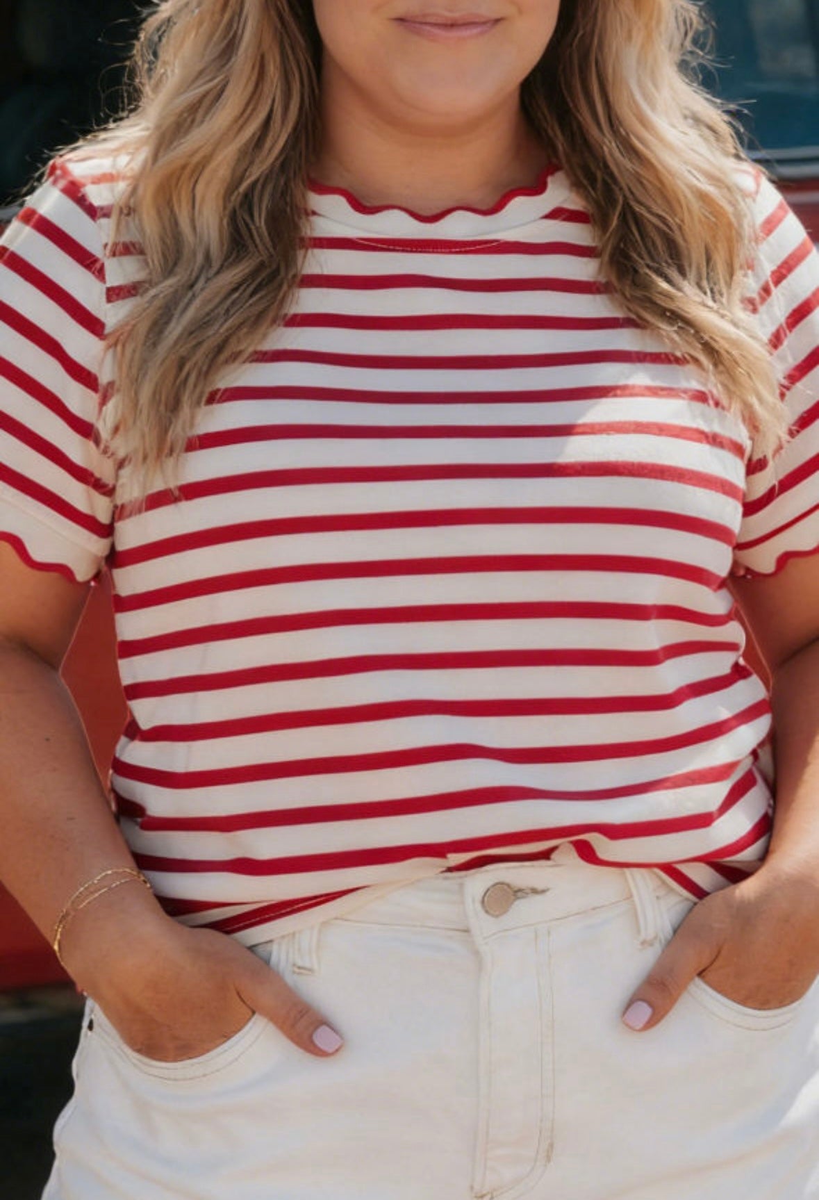 Stripes Of Freedom - red scalloped stripe tee