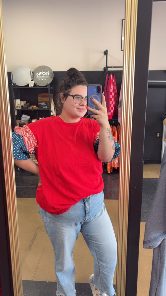 Firecracker Fun - Curvy Bubble Sleeve Top