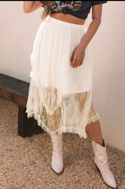 Cream Lace Skirt