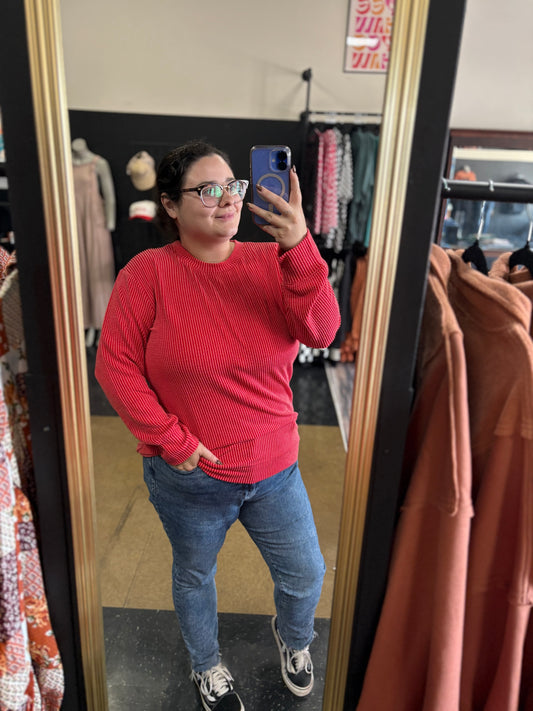 Ruby Red - Corded long sleeve