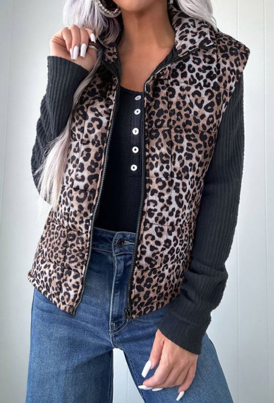 Leopard Quilted Vest - Pre Order