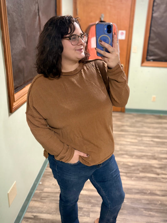shot of espresso - mocha corded long sleeve