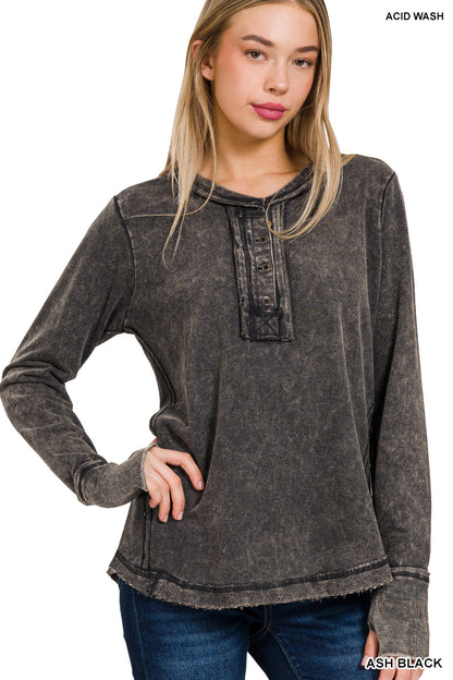 Button Henley - ash black
