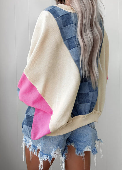 Denim Diva - denim patchwork pullover