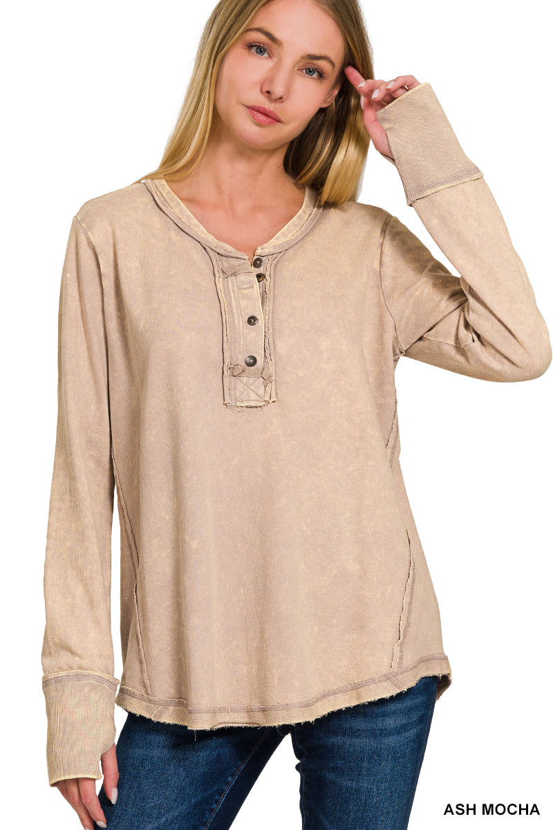 Button Henley - ash mocha