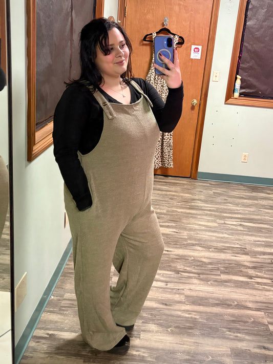 Button Up Olive Overall