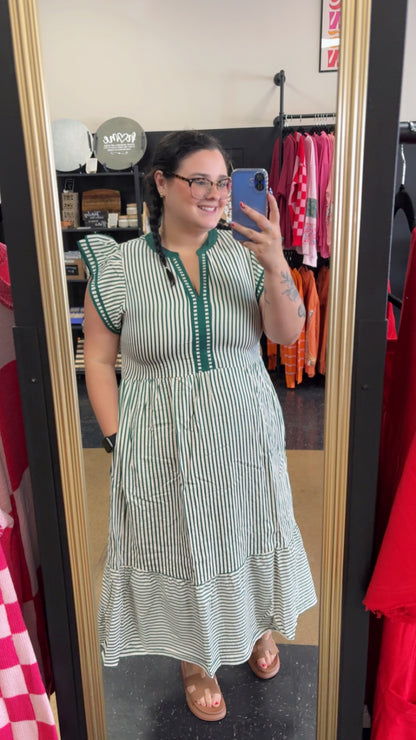 Effortlessly Trending - green stripe dress