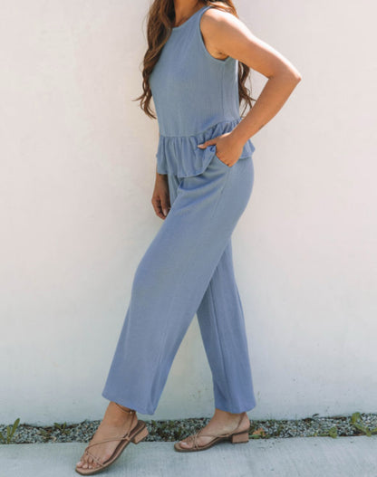Ruffled + Ribbed - blue set