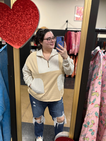 Striped Smoke Show - Quarter Zip Pullover