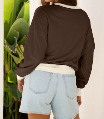 Daily drip - espresso floral patch work pullover