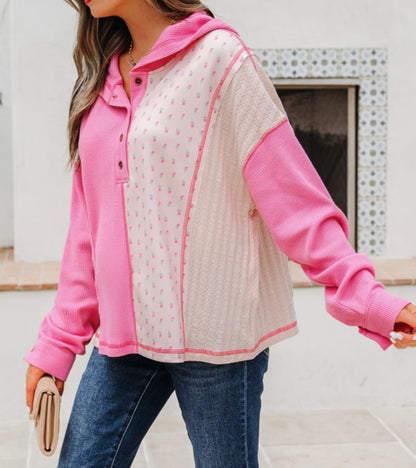 Fields of Florals - pink floral hooded top