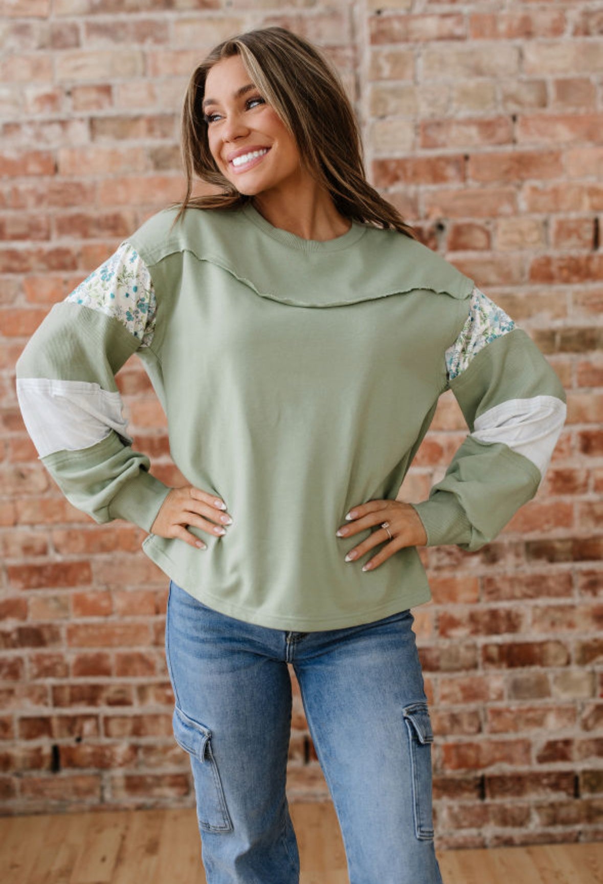 Spring Meadows - floral patchwork pullover