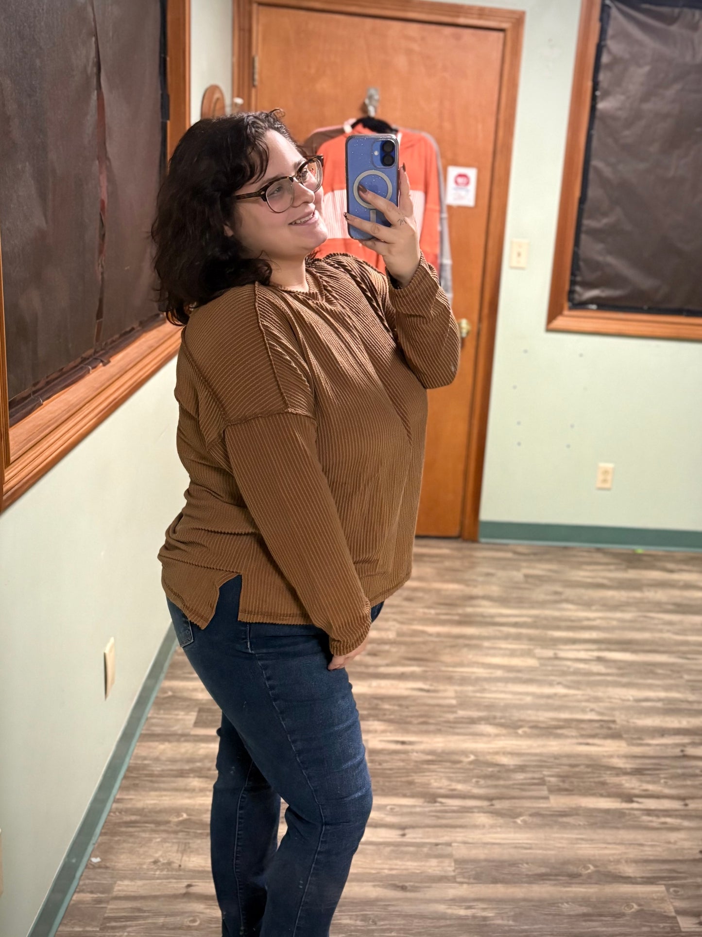 shot of espresso - mocha corded long sleeve