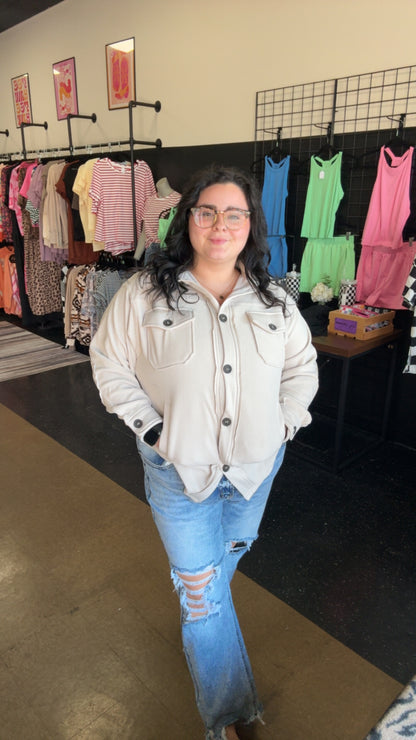 Perfect Shacket - sand button down