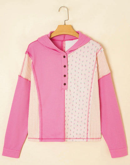 Fields of Florals - pink floral hooded top