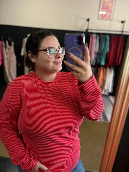 Ruby Red - Corded long sleeve
