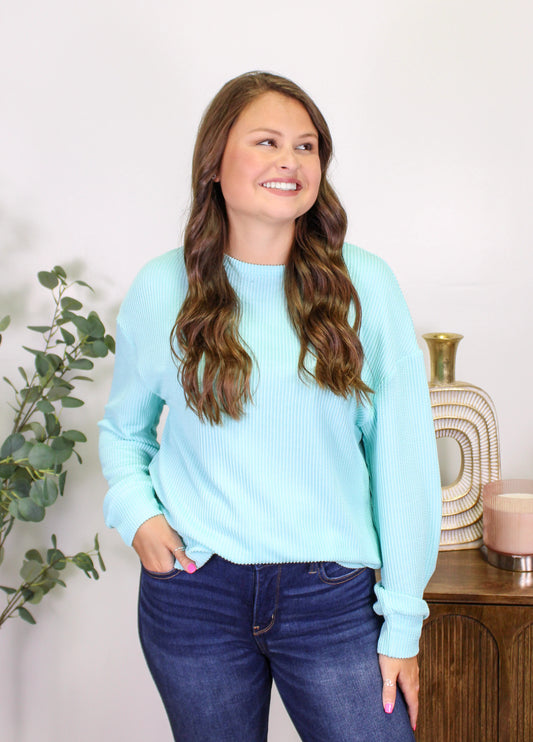 Light Blue Corded Top