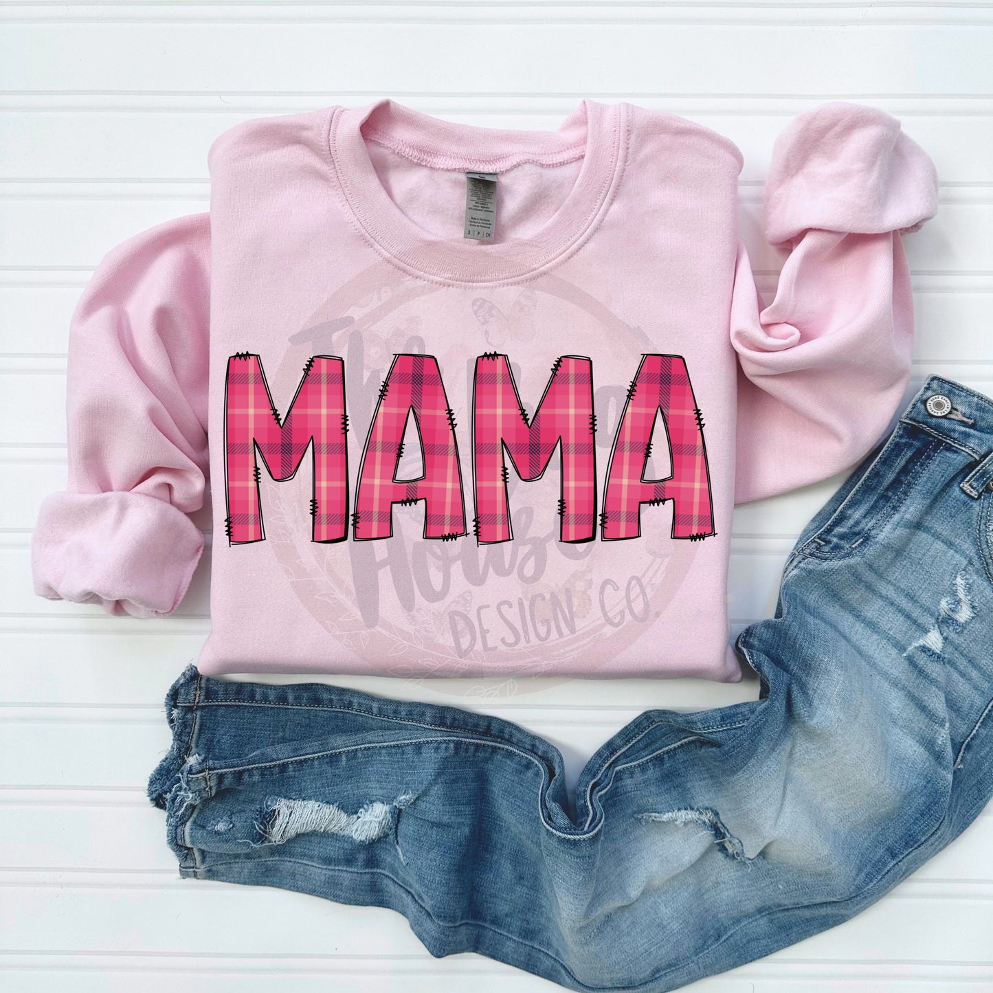 Pink Plaid Lettering Mama