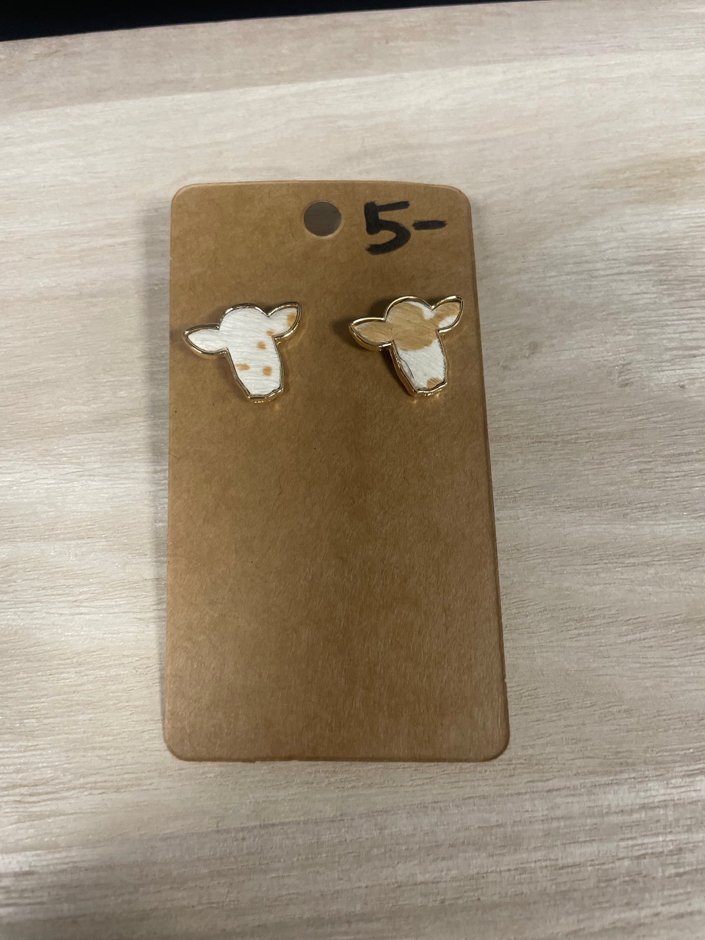 Tan Cow Stud Earring