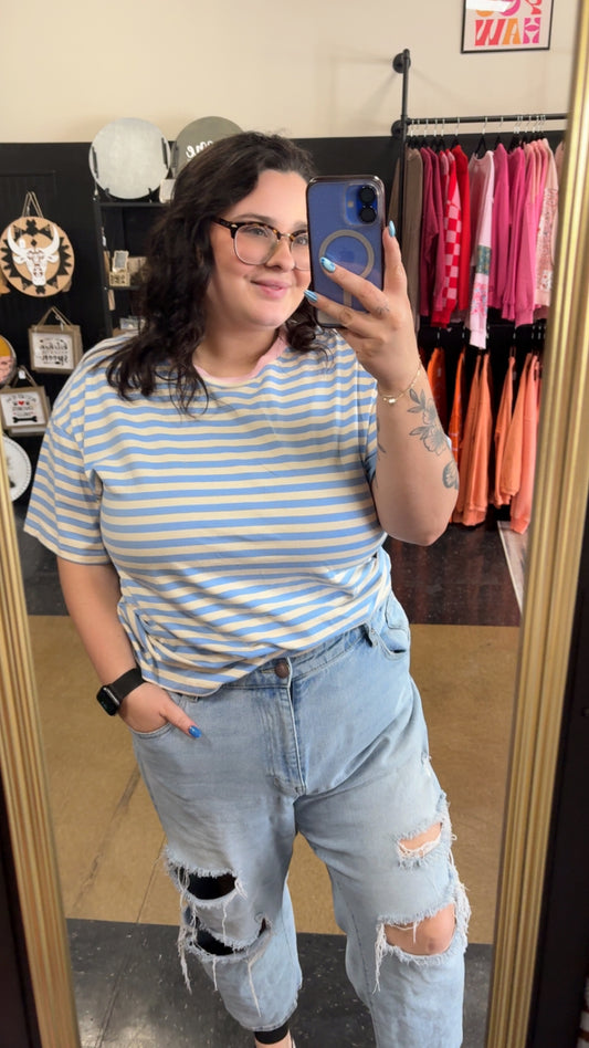 Stripes Of Summer - striped boyfriend tee